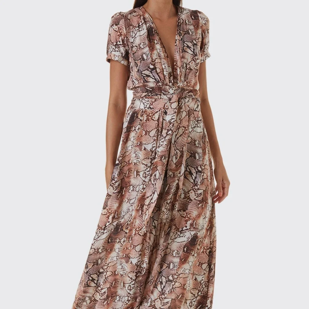 Melissa Odabash Lou dress XS maxi snake print belted - Picture 1 of 7